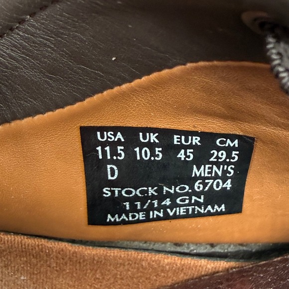 Red Wing Work Shoes Burgundy Leather Lace Up Men's Size 11.5 D Stock No 6704 - Picture 7 of 7